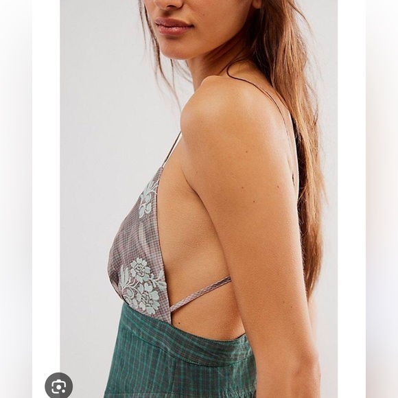 Free People Long Love Triangle Plaid Embroidered Midi Dress - Picture 2 of 6